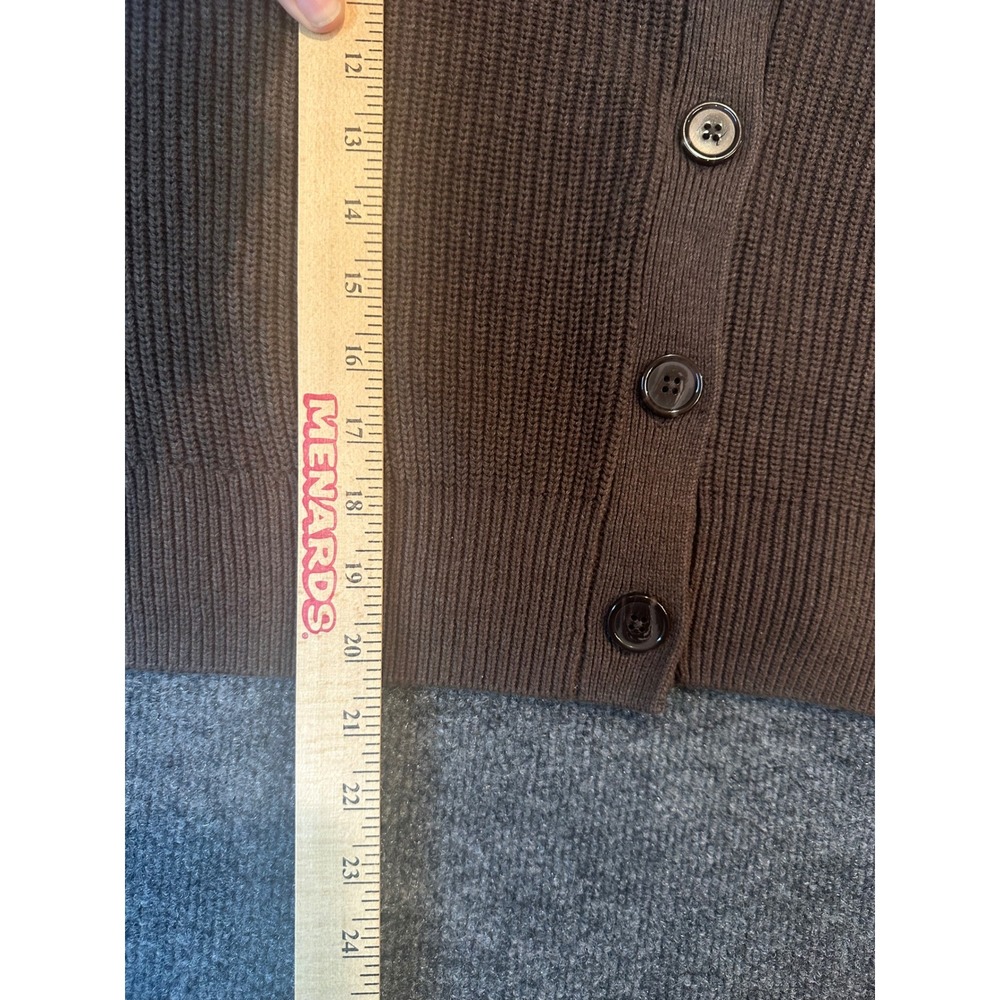 Quince Brown Fisherman Organic Cotton Ribbed Knit Button Cardigan Sweater L - Picture 7 of 9